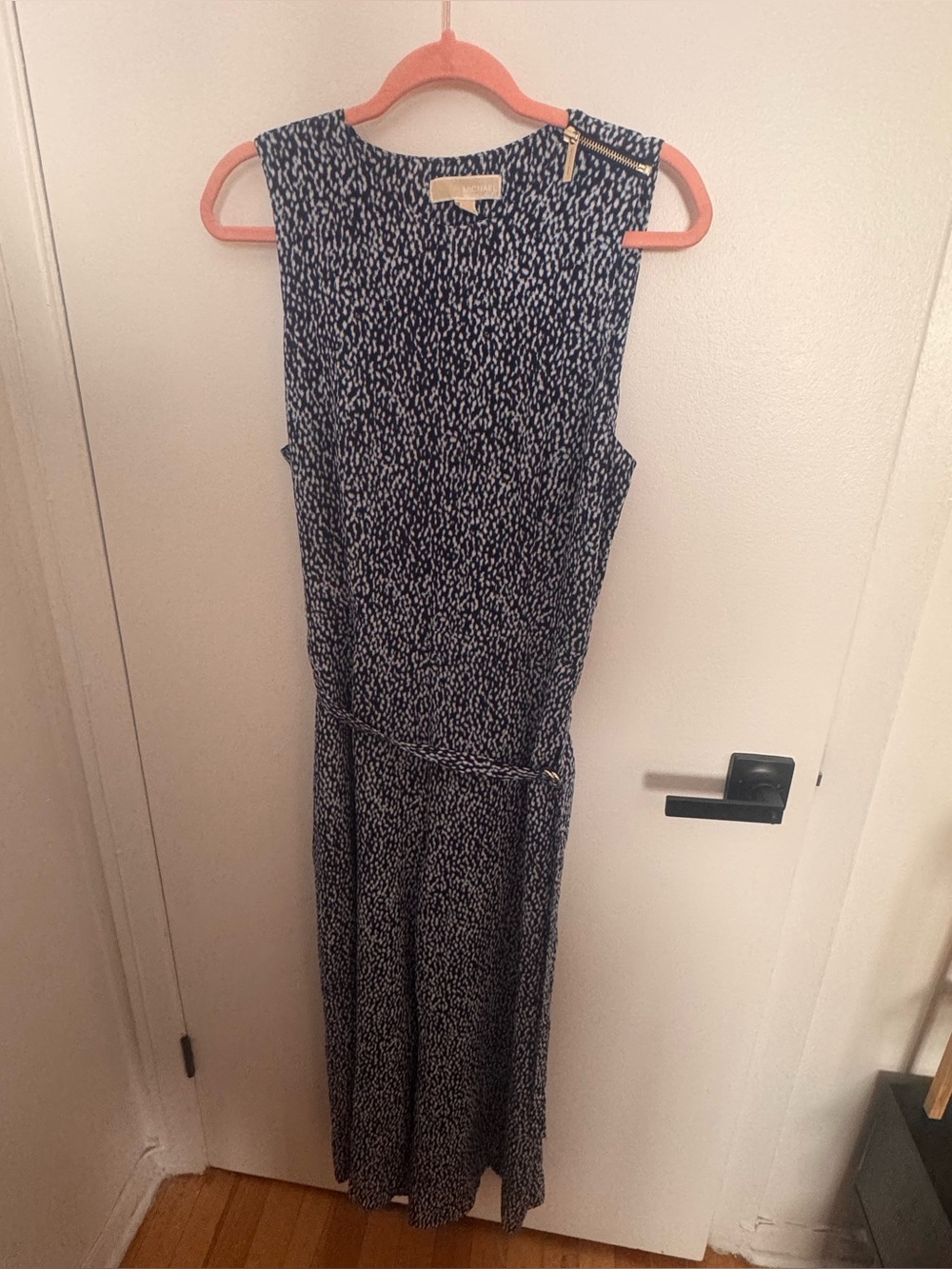 New Michael Kors Navy and White Sleeveless Printed one piece jumpsuit size 12